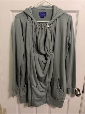 Seraphine Mist Green Maternity and Baby-Wearing Zip Hoodie